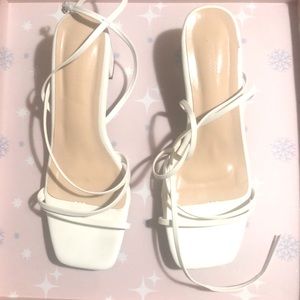 Fax Leather Strappy Open-Toe Block Heels